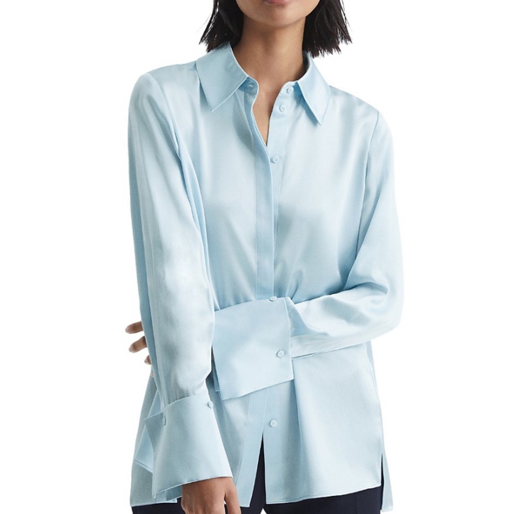 Reiss Hailey Ice Blue Silk shirt/blouse